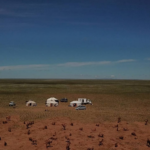 View over Gobi desert pasture